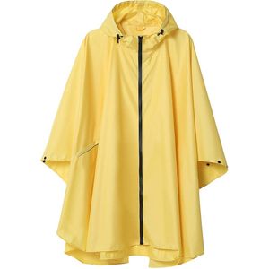 Geweo Regenponcho Volwassenen - Regenmantel Poncho - Raincoat Heren -Fietsponcho - Fietsponcho Fiets Dames - Herbruikbaar- One Size - Unisex - Adjustable Hood en Snap-buttons - Geel