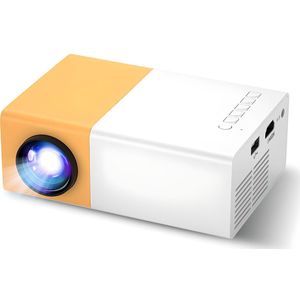 AJGR Draagbare Kabel Beamer - Full HD Mini Beamer / Projector - Streamen met HDMI, VGA en USB - Thuis Bioscoop - Geel