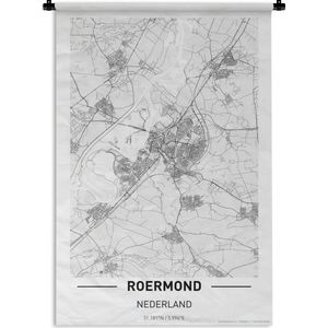 Wandkleed Top 50 Nederland staande- Stadkaart Roermond Wandkleed katoen 120x180 cm - Wandtapijt met foto XXL / Groot formaat!