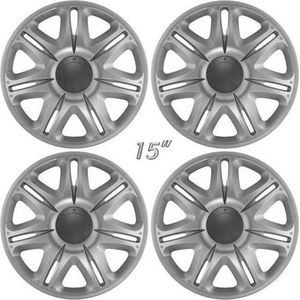 Wieldoppen NASCAR-S 15 inch zilver/antraciet center (set a 4 stuks in doos)