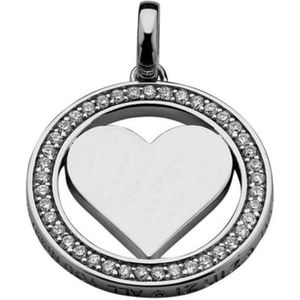 ZINZI zilveren hart hanger 25mm wit LOVEH01
