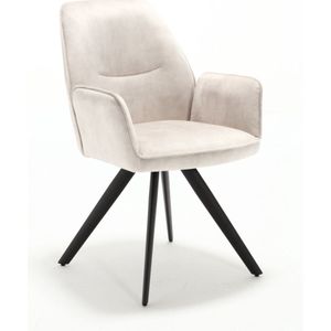 Homelounge - Eetkamerstoelen - Stoelen - Tessa - Velvet champagne - Met armleuning - Per 2 stuks (set van 2)