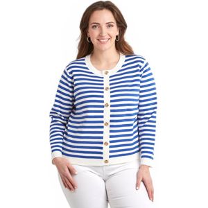 Kort vest met gestreepte ronde hals en knoopsluiting