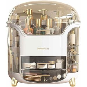 Famanu Make-up Opbergdoos Huidverzorging Vitrine Stof-Waterbestendig, Vanity Organizer met Laden voor Cosmetica, Lipsticks, Parfum, Ideaal voor Badkamer Aanrecht, Slaapkamer Dressoir