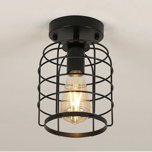 Delaveek-Vintage industriële plafondlamp-E27 -Metaal-Zwart (lamp niet inbegrepen)