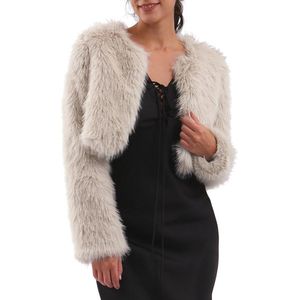 Dames Imitatiebont Bontjas - Pluche Winterjas met Lange Mouwen