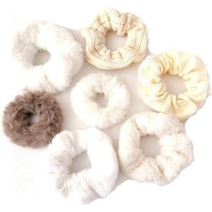 Inovra - Haarelastiekjes Set van 7 Stuks in Beige voor Vrouwen en Meisjes