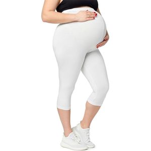 Merry Style Dames Grote Maten Leggings - Zwangerschapskleding - Capri - Viscose - MS-MS10-461-LE - Wit - 6XL