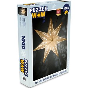 Puzzel Een verlichtte ster tijdens de winter - Legpuzzel - Puzzel 1000 stukjes volwassenen - Kerst - Cadeau - Kerstcadeau voor mannen, vrouwen en kinderen