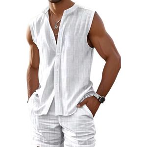 Zomer set heren - Hemd en Korte Broek - Mouwloos - Open Schouders - Shirt - Blouse