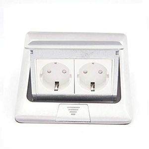 Inbouwstopcontact 2-voudig met kinderbeveiliging voor vloeren en tafels