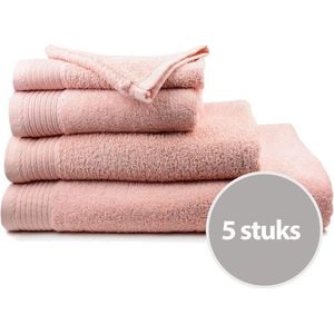 The One Handdoek Deluxe Voordeelpakket 50x100  550 gr Zalm roze  (5 stuks)