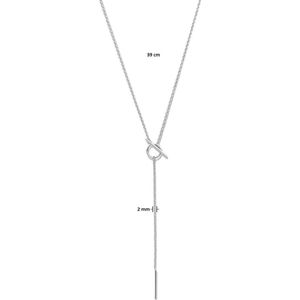 Zilver gerhodineerd y-collier kapittelslot 39 cm - 1340540