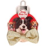 Kerst vlinderstrikje goud 6 x 13 cm - - voor middelgrote honden - Kerst accessoires voor huisdieren
