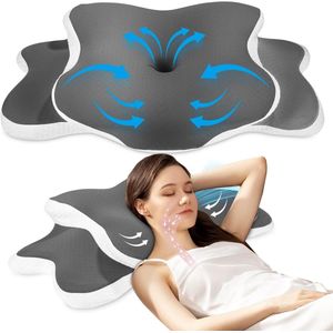 JGS Premium - Ergonomisch Memory Foam Kussen voor Zijslaap Rugbuikslapers met Neksteun