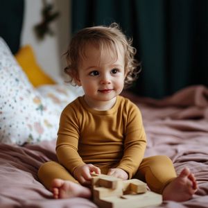 Wollen baby- kindertrui - Merinowol - Harvest Gold 50