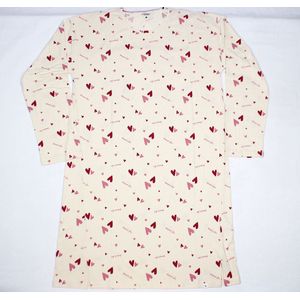 Woody Studio slaapkleed dames - beige - hartjes all-overprint - 242-10-YDA-Z/912 - maat M