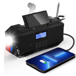 QPFO® Noodradio op zonne-energie en opwindbaar - oplaadbare zaklamp en powerbank met SOS-functie