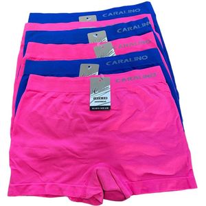 Dames Hoge Boxershort - Naadloos - Microfiber 6 pack S/M 36-40 roze - blauw