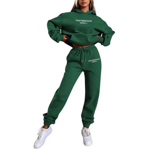Bovista Joggingpak Dames - Huispak - Trainingspak - Volwassenen - Capuchon - Jogging Pak - Joggingbroeken - Broek - Hoodie - Donker Groen - Maat S