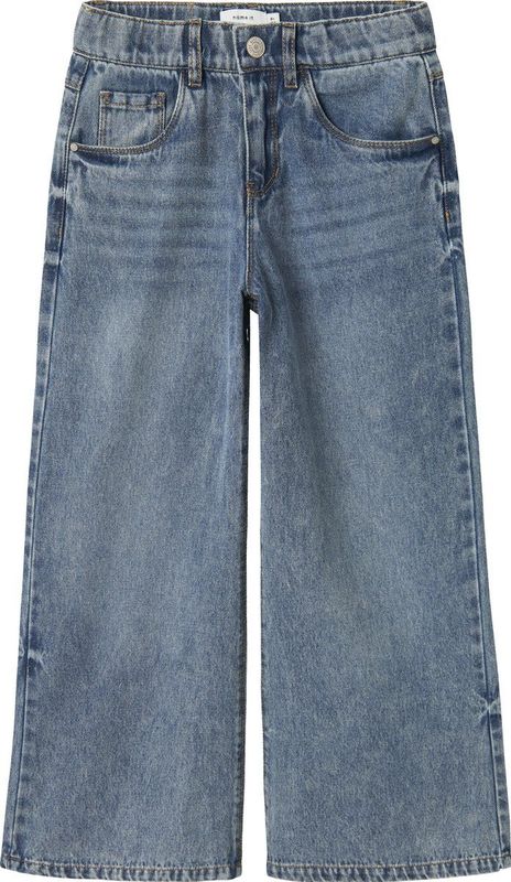 NAME IT - NKFBELLA SKATER XWIDE JEANS - Meisjes - Jeans - Subtiele Afgedragen Look - Maat 140