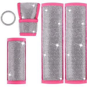 Allecto plus - Bling autogordel schouderkussens, glinsterende veiligheidsgordel kussens - auto-accessoires voor vrouwen en mannen met start sleutel ring.