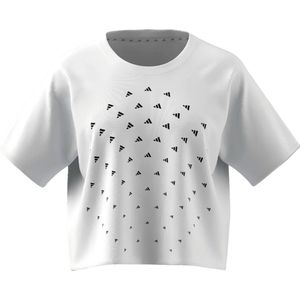 Adidas bluv print performance loose fit t-shirt in de kleur wit.