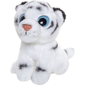 Pluche witte Tijger knuffeldier van 13 cm - Speelgoed dieren knuffels cadeau voor kinderen