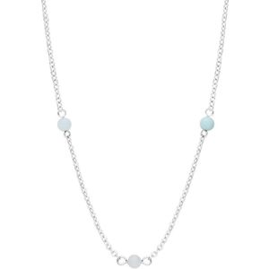 Lucardi Dames Stalen ketting gemstone Amazonite - Ketting - Staal - Zilverkleurig - 45 cm