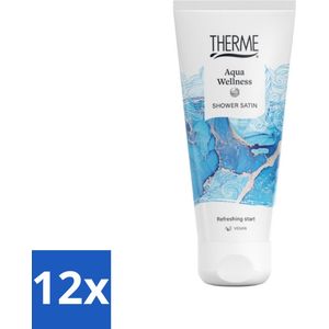 12 x Therme - Aqua Wellness - Douche Satin - Verfrissend - Verzorgend - 200ml - Douchegel - Verfrissende Douche - Verzorgende Douche - Aqua Wellness - Douchegel Met Oceaan Geur