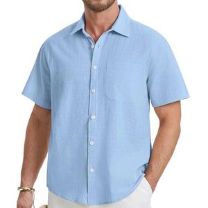 Linnen herenoverhemd met korte mouwen - Casual zomerlook