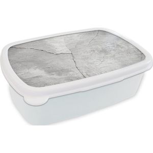 Broodtrommel Wit - Lunchbox - Brooddoos - Beton - Grijs - Wit - Industrieel - 18x12x6 cm - Volwassenen