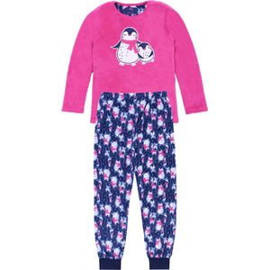 Roze-marineblauwe pyjama met pinguïn