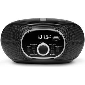 Draagbare boombox met CD/MP3-speler, FM-radio, AUX-ingang en batterijvoeding - Zwart