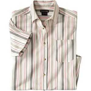ATLAS FOR MEN - Gestreept overhemd van crêpestof - Heren - Verkrijgbaar in grote maten - M