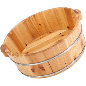 Houten voetenbad houten voetbad emmer pedicurevat voetmassageapparaat voetspa-voor voetbad massage spa sauna inweken pedicure massageapparaat bad lichtbruin