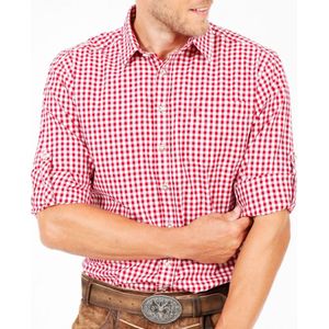 Bel Party Wears / Tiroler Hemd Rood wit voor Mannen / Oktoberfest / 65 % Katoen 35 % Polyester Maat S