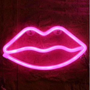 Neon LED nachtlamp - Wandlamp Lippen - Roze wand lamp