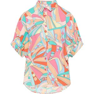 Usha Blouse 'Fashion Look'  turquoise / lichtblauw / abrikoos / rosa