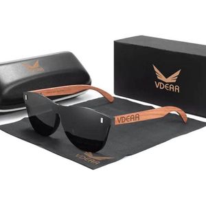 Kingseven - Vdear Black Oculos Sunglasses - Unisex Zonnebril - UV400 en Polarisatie Filter - Bamboe