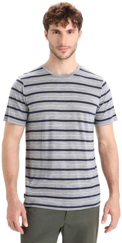 Icebreaker - Wave Short Sleeve Tee Stripe - Merino T-shirt - Grijs