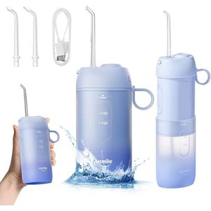 Waterflosser - USB Oplaadbare Draagbare Water Flosser voor het Reinigen van Tanden - Watertandflosser Draadloos met Afneembare Watertank voor Thuis en op Reis, C1 Blauw