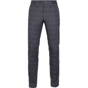Suitable - Pantalon Jersey Ruit Donkerblauw - Slim-fit - Pantalon Heren maat 56