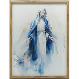 Heilige Maria, 30x40 cm, donkerbruine houten lijst, mat papier 230 gsm