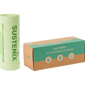Biozakken – 6 liter – 150 Stuks – Sustenix – Incl. Dispenser - Composteerbare afvalzakjes – Biologisch Afbreekbare Afvalzakken – Vuilniszakken - GFT Afvalzakken – Afbreekbare Afvalzakken – Bio Afvalzakken - 35 x 36 cm