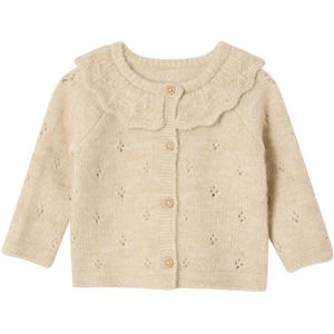 Gebreid Vestje - Gemêleerd Beige - Voor Pasgeborenen - Met Ruches