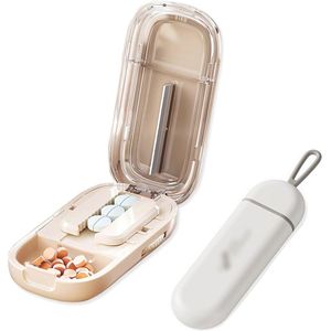 Pillensnijder en Medicijnverdeler - 2 Stuks, Draagbaar en Perfect voor Thuis en Op Reis