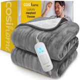 Cosi Home – Warmtedeken – 180 x 130 cm Elektrische Bovendeken met 10 Warmtestanden en Timer – Wasmachinebestendig – Grijs