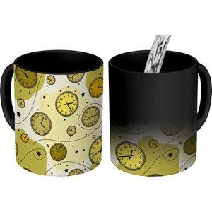 Magische Mok - Foto op Warmte Mokken - Koffiemok - Retro - Klok - Patronen - Stippen - Magic Mok - Beker - 350 ML - Theemok