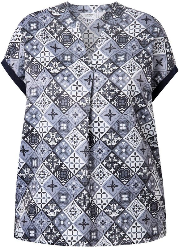 Angel of Style - Dames - Blouse Relaxed Fit satijn ruitpatroon - Sneeuwwit - Maat 42